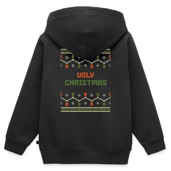Ugly Christmas Muster Grün Orange  - Kinder Premium Organic Zip Hoodie - Schwarz - Hinten - AI Model Kid Male (0cm)