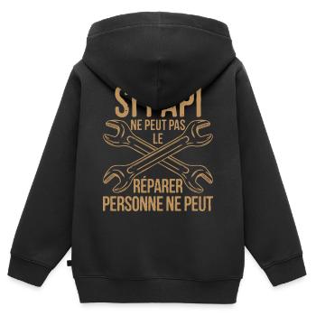 Wenn Opa es nicht reparieren kann, kann es niemand - Kinder Premium Organic Zip Hoodie - Schwarz - Hinten - AI Model Kid Male (0cm)