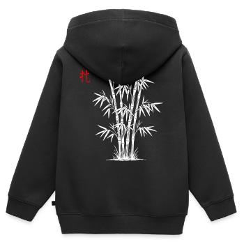 Bambus Asiatisch - Kinder Premium Organic Zip Hoodie - Schwarz - Hinten - AI Model Kid Male (0cm)
