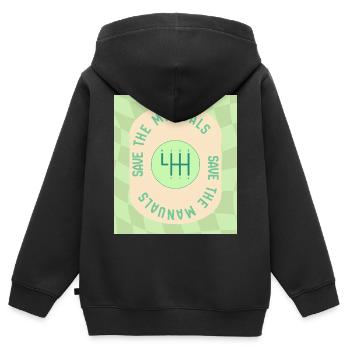 Save The Manuals Design für Petrolheads - grün - Kinder Premium Organic Zip Hoodie - Schwarz - Hinten - AI Model Kid Male (0cm)