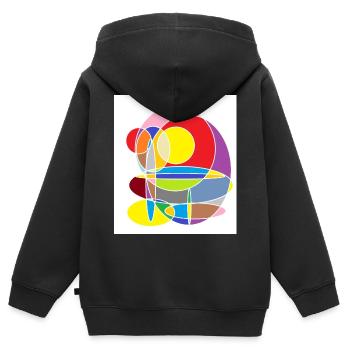 Abstrakte Farbkreise Mosaik - Kinder Premium Organic Zip Hoodie - Schwarz - Hinten - AI Model Kid Male (0cm)