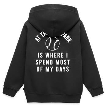 Passer mes journées au stade de baseball - Sweat Premium à capuche zippé enfant bio - noir - Dos - AI Model Kid Male (0cm)