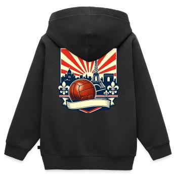 France Vintage Fußball Shirt für Männer und Frauen - Kinder Premium Organic Zip Hoodie - Schwarz - Hinten - AI Model Kid Male (0cm)