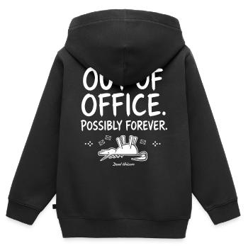 Temps mort : Hors du bureau pour toujours - Sweat Premium à capuche zippé enfant bio - noir - Dos - AI Model Kid Male (0cm)