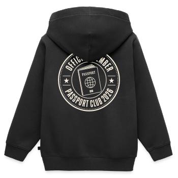 Motif officiel du Passport Club 2026 - Sweat Premium à capuche zippé enfant bio - noir - Dos - AI Model Kid Male (0cm)