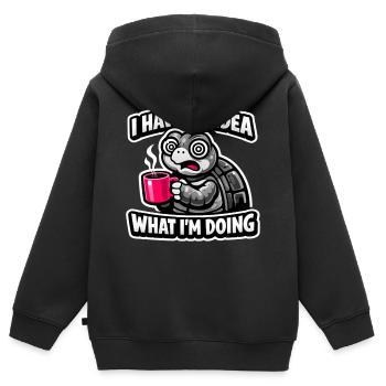 Je n’ai aucune idée de la façon dont la tortue est drôle de Coffee - Sweat Premium à capuche zippé enfant bio - noir - Dos - AI Model Kid Male (0cm)
