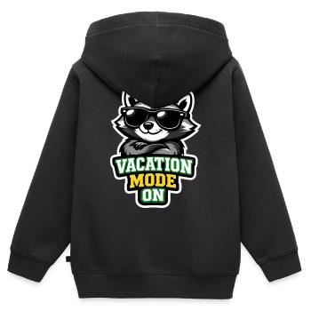 Mode vacances pour les vacanciers d’été de ratons laveurs - Sweat Premium à capuche zippé enfant bio - noir - Dos - AI Model Kid Male (0cm)