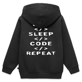Eat Sleep Code Repeat T-Shirt - Sweat Premium à capuche zippé enfant bio - noir - Dos - AI Model Kid Male (0cm)