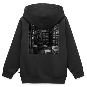 Wildlife Animal Crime Opossum Mystery Archiv Retro - Kinder Premium Organic Zip Hoodie - Schwarz - Hinten - AI Model Kid Male (0cm)