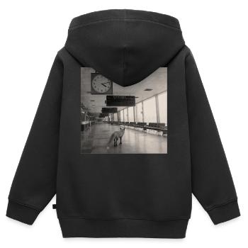 Lost Fox Noir Flughafen Retro Animal Crime Vintage - Kinder Premium Organic Zip Hoodie - Schwarz - Hinten - AI Model Kid Male (0cm)