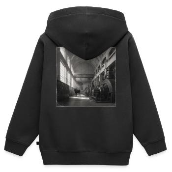 Lost Place Elch Schwarzweiß Kunst Animal Crime - Kinder Premium Organic Zip Hoodie - Schwarz - Hinten - AI Model Kid Male (0cm)