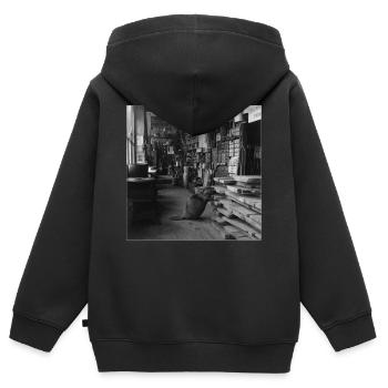 Castor dans l’atelier de menuiserie Crime rétro rétro avec les animaux - Sweat Premium à capuche zippé enfant bio - noir - Dos - AI Model Kid Male (0cm)
