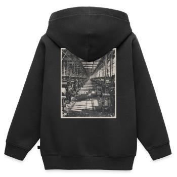 Lost Places Fox Retro Industrie Crime Animal - Sweat Premium à capuche zippé enfant bio - noir - Dos - AI Model Kid Male (0cm)