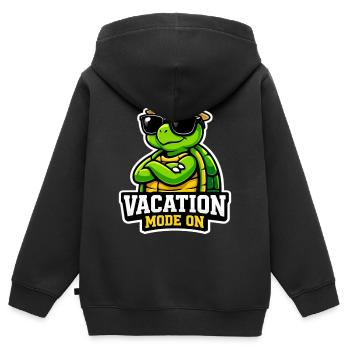 Coole Schildkröte Urlaub Sommer Spruch Vacation  - Kinder Premium Organic Zip Hoodie - Schwarz - Hinten - AI Model Kid Male (0cm)