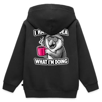 I Have No Idea What Im Doing Affe Spruch - Kinder Premium Organic Zip Hoodie - Schwarz - Hinten - AI Model Kid Male (0cm)