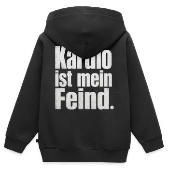 Kardio ist mein Feind Fitness Spruch Gym - Kinder Premium Organic Zip Hoodie - Schwarz - Hinten - AI Model Kid Male (0cm)