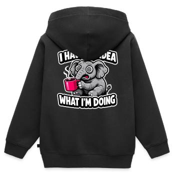 I Have No Idea Elephant Gift for Coffee Fans - Kids Premium Organic Zip-up Hoodie - black - Back - AI Model Kid Male (0cm)
