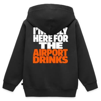 I'm Only Here For The Airport Drinks Urlaub Spruch - Kinder Premium Organic Zip Hoodie - Schwarz - Hinten - AI Model Kid Male (0cm)