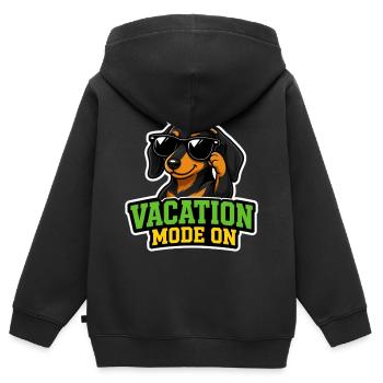 Vacation Mode On Dackel Hund Spruch T-Shirt Urlaub - Kinder Premium Organic Zip Hoodie - Schwarz - Hinten - AI Model Kid Male (0cm)