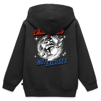 Fußball Shirt – Chase Goals Not Excuses - Kinder Premium Organic Zip Hoodie - Schwarz - Hinten - AI Model Kid Male (0cm)