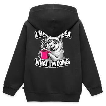 I Have No Idea What I'm Doing Lama Spruch Kaffee - Kinder Premium Organic Zip Hoodie - Schwarz - Hinten - AI Model Kid Male (0cm)