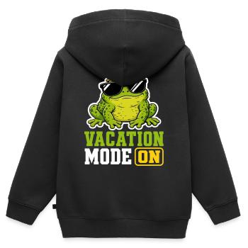 Vacation Mode On Frosch Spruch T-Shirt Lustig - Kinder Premium Organic Zip Hoodie - Schwarz - Hinten - AI Model Kid Male (0cm)