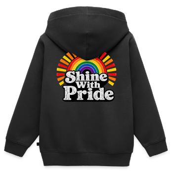 Shine With Pride LGBTQ Statement Retro Motiv - Kinder Premium Organic Zip Hoodie - Schwarz - Hinten - AI Model Kid Male (0cm)