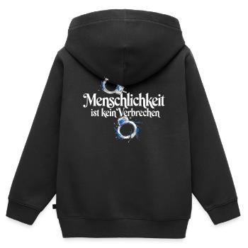 Menschlichkeit Ist Kein Verbrechen T-Shirt Protest - Kinder Premium Organic Zip Hoodie - Schwarz - Hinten - AI Model Kid Male (0cm)