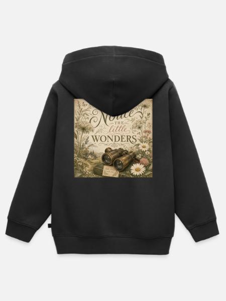 Wildblumen Fernglas Retro Wandbild Nostalgie Deko - Kinder Premium Organic Zip Hoodie - Schwarz