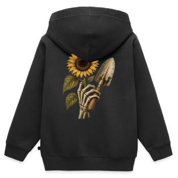 Sonnenblume Skelett Hoodie Vintage Halloween - Kinder Premium Organic Zip Hoodie - Schwarz - Hinten - AI Model Kid Male (0cm)