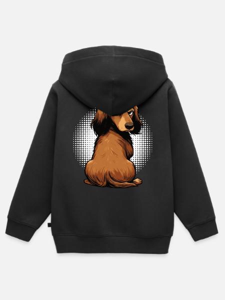Langhaardackel Dackel Dackelhalter Teckel Tekkel - Kinder Premium Organic Zip Hoodie - Schwarz