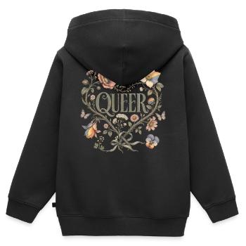 Queer Blumen Herz T-Shirt LGBTQ Pride Vintage - Kinder Premium Organic Zip Hoodie - Schwarz - Hinten - AI Model Kid Male (0cm)