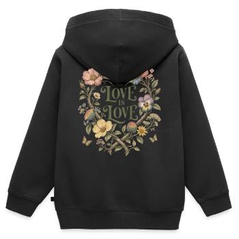 T-shirt fleuri Love Is Love Proud Vintage - Sweat Premium à capuche zippé enfant bio - noir - Dos - AI Model Kid Male (0cm)