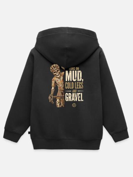 Mud Cold Legs Gravel Skelett - Kinder Premium Organic Zip Hoodie - Schwarz
