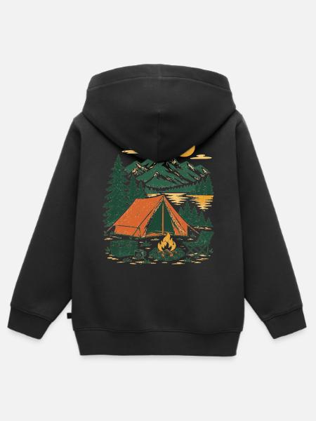 Bergcamping Abendstimmung - Kinder Premium Organic Zip Hoodie - Schwarz