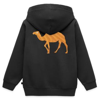 Dromadaire - Sweat Premium à capuche zippé enfant bio - noir - Dos - AI Model Kid Male (0cm)