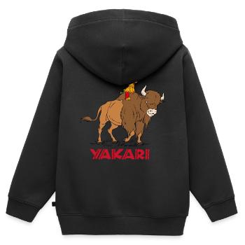 Yakari auf Bison - Kinder Premium Organic Zip Hoodie - Schwarz - Hinten - AI Model Kid Male (0cm)