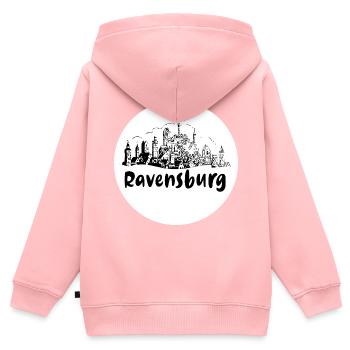 ravensburg,skyline, kreis, scherenschnitt,weiss - Kinder Premium Organic Zip Hoodie - Rosa - Hinten - AI Model Kid Female (0cm)