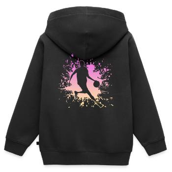 Bball, Streetball, Basketball - Kinder Premium Organic Zip Hoodie - Schwarz - Hinten - AI Model Kid Male (0cm)