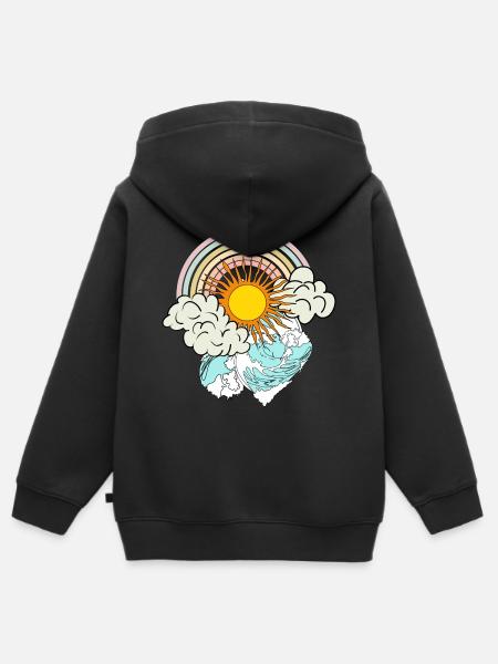 regenbogen sonne wolken meer - Premium børne zip-hættetrøje økologisk - sort