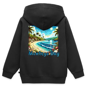 Montego Bay Jamaika Strand Palmen Grunge Urlaub - Kinder Premium Organic Zip Hoodie - Schwarz - Hinten - AI Model Kid Male (0cm)