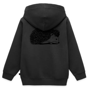 Igel - Kinder Premium Organic Zip Hoodie - Schwarz - Hinten - AI Model Kid Male (0cm)