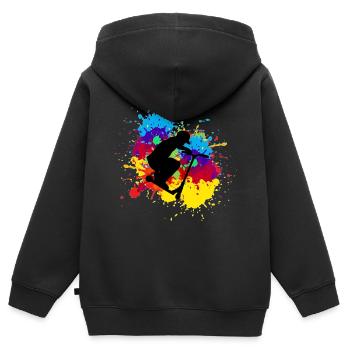 Cascade de scooter - Sweat Premium à capuche zippé enfant bio - noir - Dos - AI Model Kid Male (0cm)
