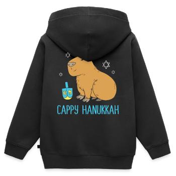Hanoukka Hanoukka Hanoucca - Sweat Premium à capuche zippé enfant bio - noir - Dos - AI Model Kid Male (0cm)