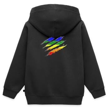 Klaue Markiert Regenbogenflagge - Kinder Premium Organic Zip Hoodie - Schwarz - Hinten - AI Model Kid Male (0cm)