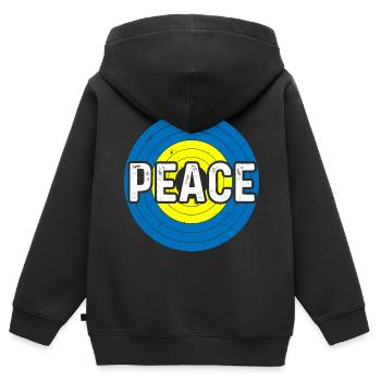 Peace Regenbogen Kreis Frieden Freiheit Liebe - Kinder Premium Organic Zip Hoodie - Schwarz - Hinten - AI Model Kid Male (0cm)