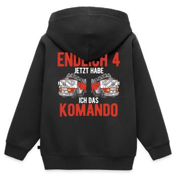 Endlich Jetzt Habe Ich Das Komando 4 Geburtstag Fe - Kinder Premium Organic Zip Hoodie - Schwarz - Hinten - AI Model Kid Male (0cm)