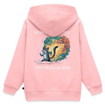 DevOps - Kinder Premium Organic Zip Hoodie - Rosa - Hinten - AI Model Kid Female (0cm)