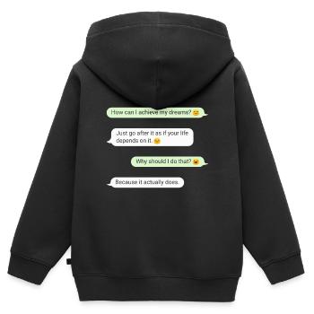 Wichtige Nachricht Erfülle deine Träume Motivation - Kinder Premium Organic Zip Hoodie - Schwarz - Hinten - AI Model Kid Male (0cm)