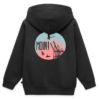 Moin! - Kinder Premium Organic Zip Hoodie - Schwarz - Hinten - AI Model Kid Male (0cm)